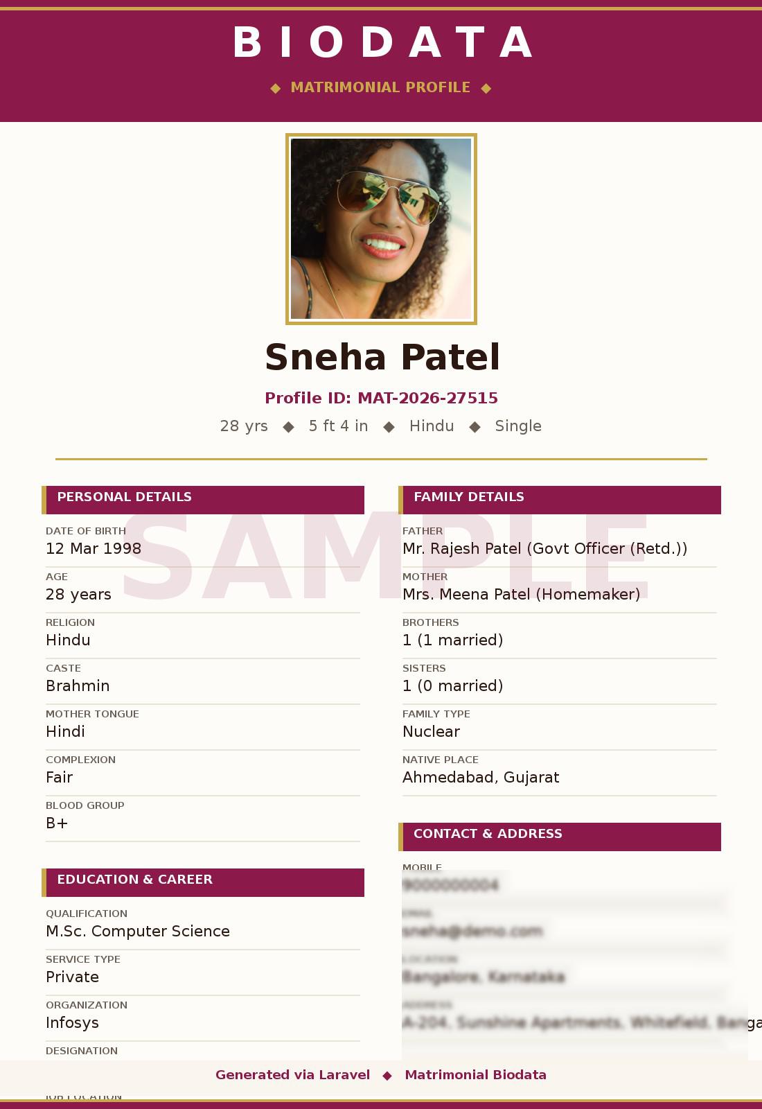Digital Biodata Sample